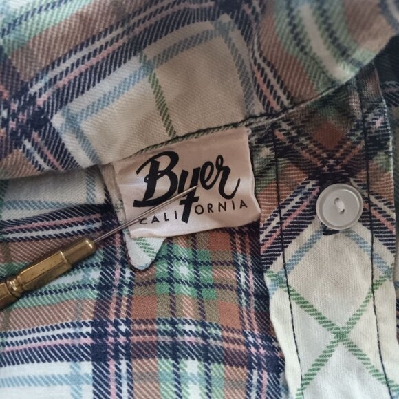Vintage Women's Flannel Top Small 1970's Byer California Plaid Button-Down Hippy - Picture 5 of 5